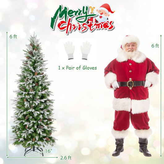 6/7.5/9 Feet Pre-Lit Artificial Christmas Tree Snow Flocked Hinged-9 FT