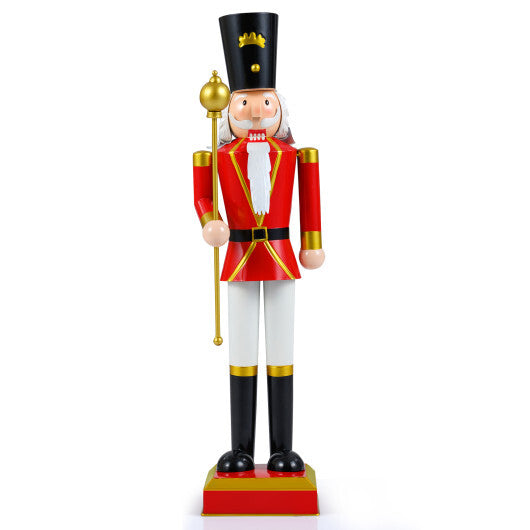 32.5 Inch Christmas Nutcracker with High Hat and Beautiful Scepter-White & Golden
