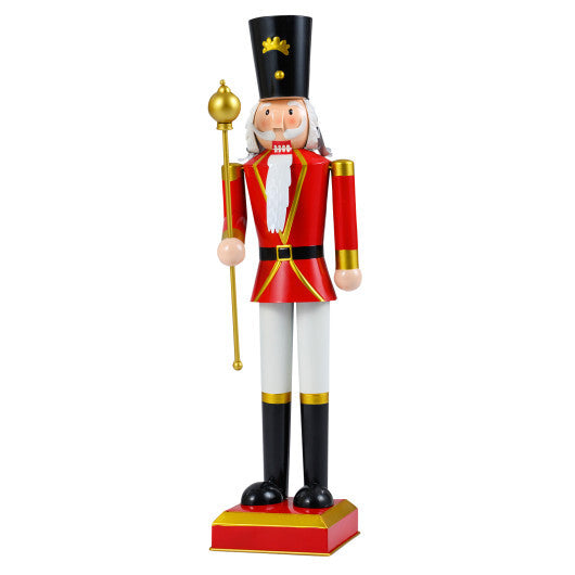 32.5 Inch Christmas Nutcracker with High Hat and Beautiful Scepter-White & Golden