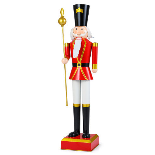 4 FT Christmas Nutcracker with High Hat & Beautiful Scepter-White & Golden