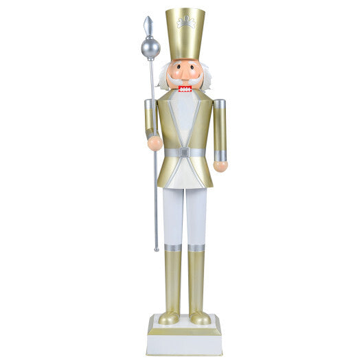 4 FT Christmas Nutcracker with High Hat & Beautiful Scepter-White & Golden