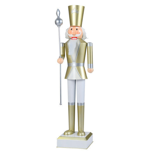 4 FT Christmas Nutcracker with High Hat & Beautiful Scepter-White & Golden
