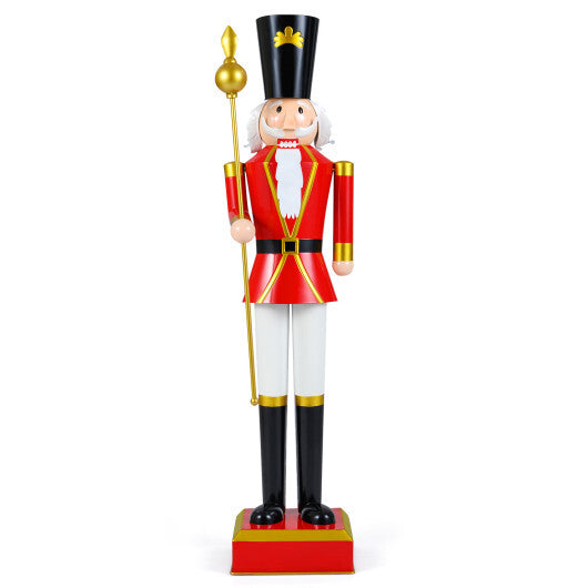 4 FT Christmas Nutcracker with High Hat & Beautiful Scepter-White & Golden