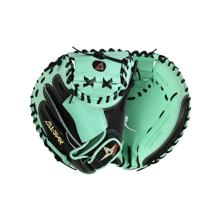 All-Star Pro-Elite 34" Catcher's Baseball Mitt - Black/Mint