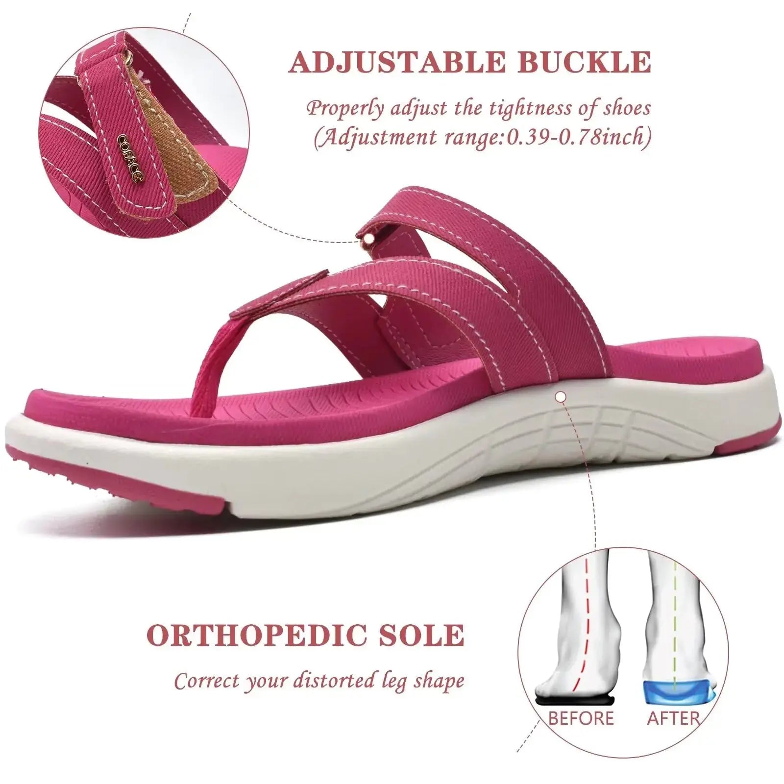 COFACE Women's Orthotic Flip Flops – Stylish Comfort with Arch Support