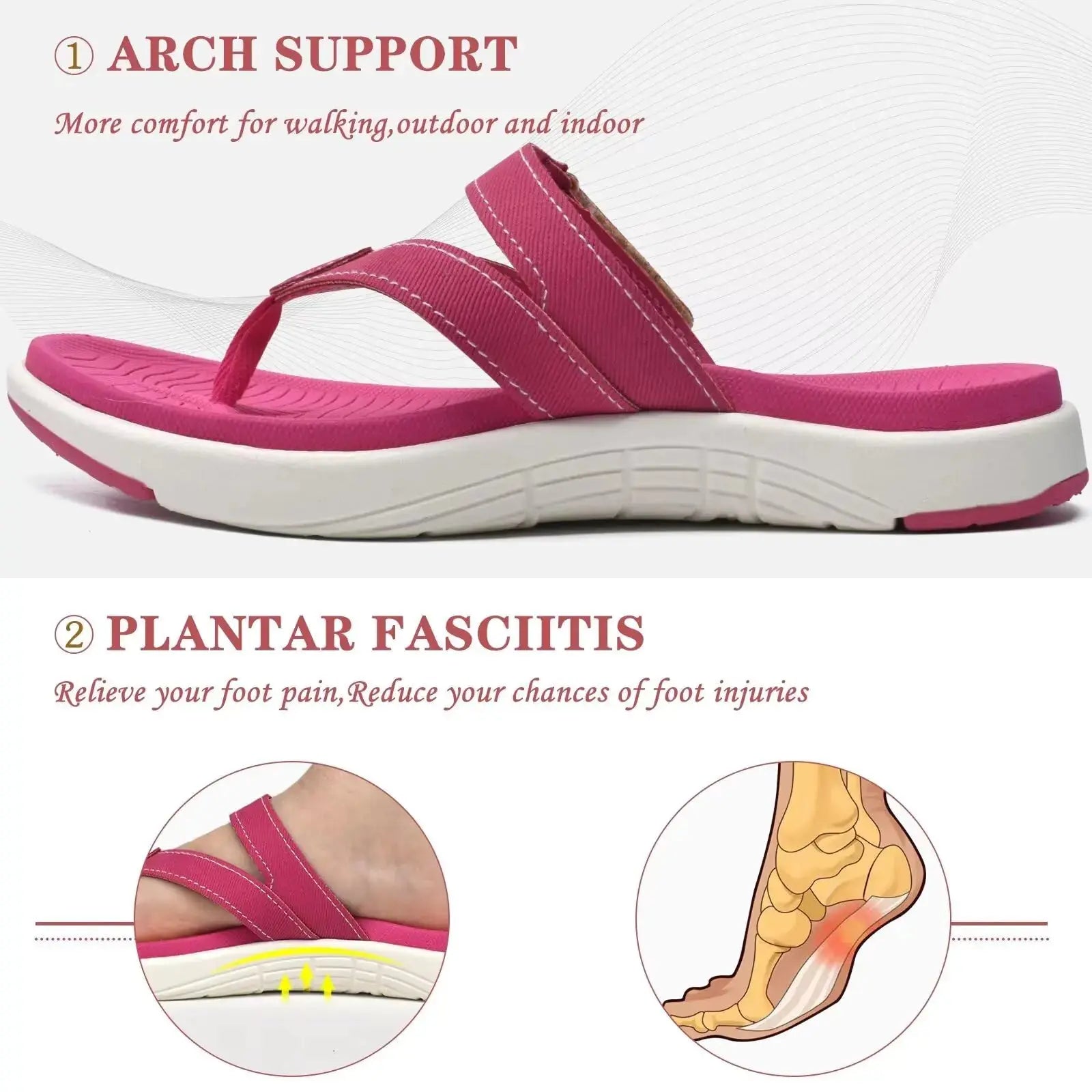 COFACE Women's Orthotic Flip Flops – Stylish Comfort with Arch Support