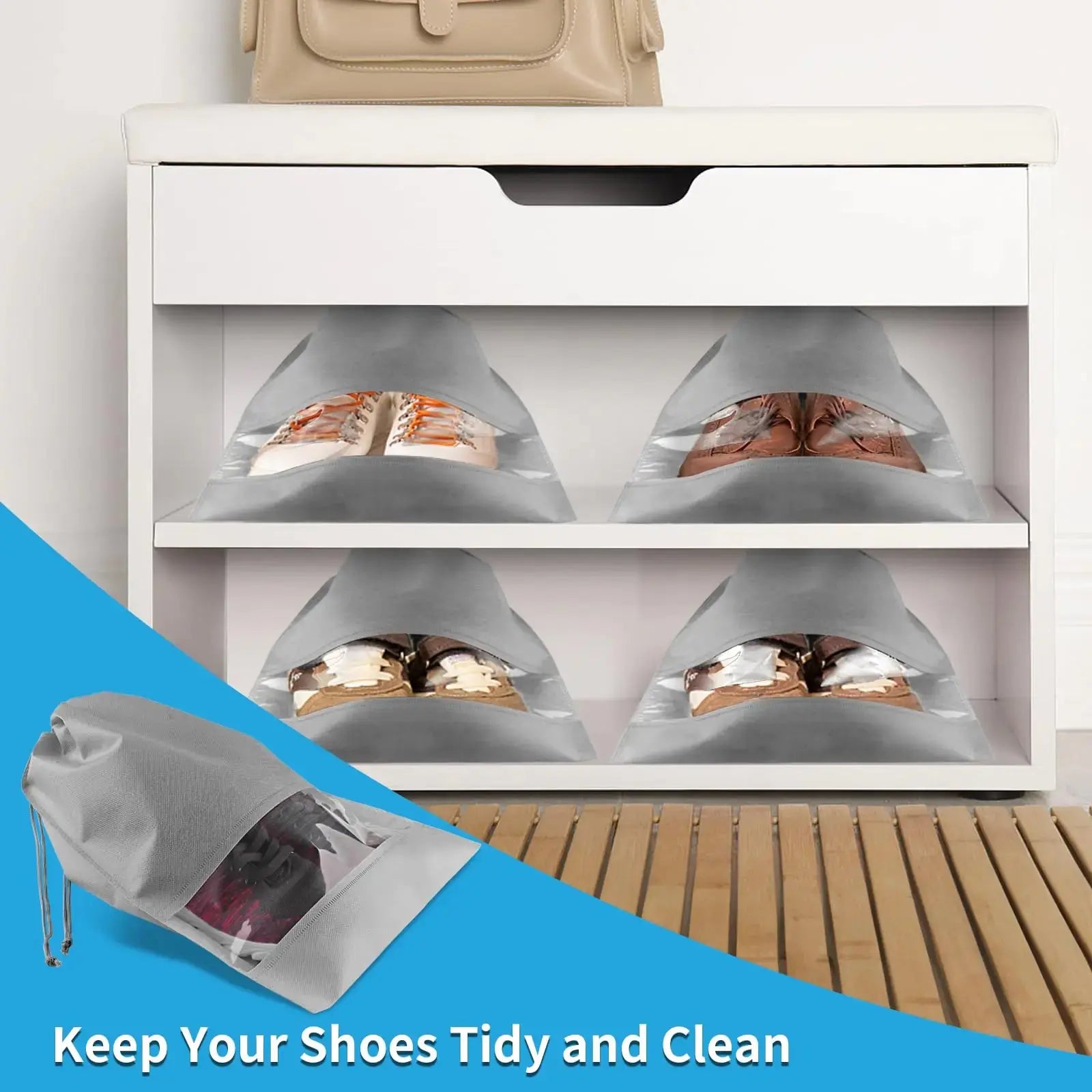 COIDEA Shoe Bags for Travel - Non-Woven Drawstring Travel Shoe Storage Bag with Clear Window