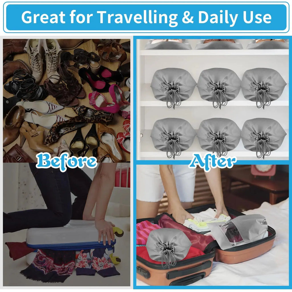 COIDEA Shoe Bags for Travel - Non-Woven Drawstring Travel Shoe Storage Bag with Clear Window