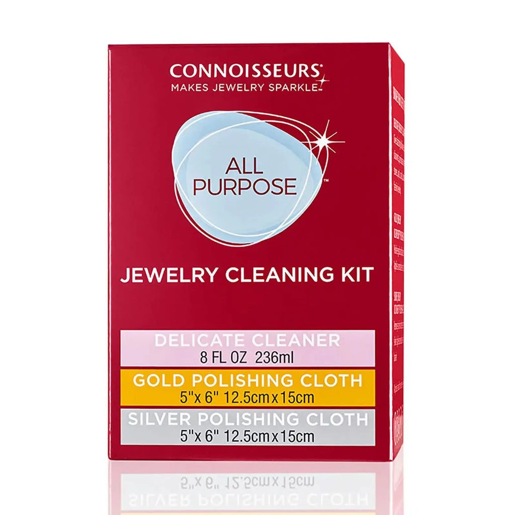 CONNOISSEURS All-Purpose Jewelry Cleaning Kit | Liquid Solution with Silver & Gold Jewelry Polishing Cloth