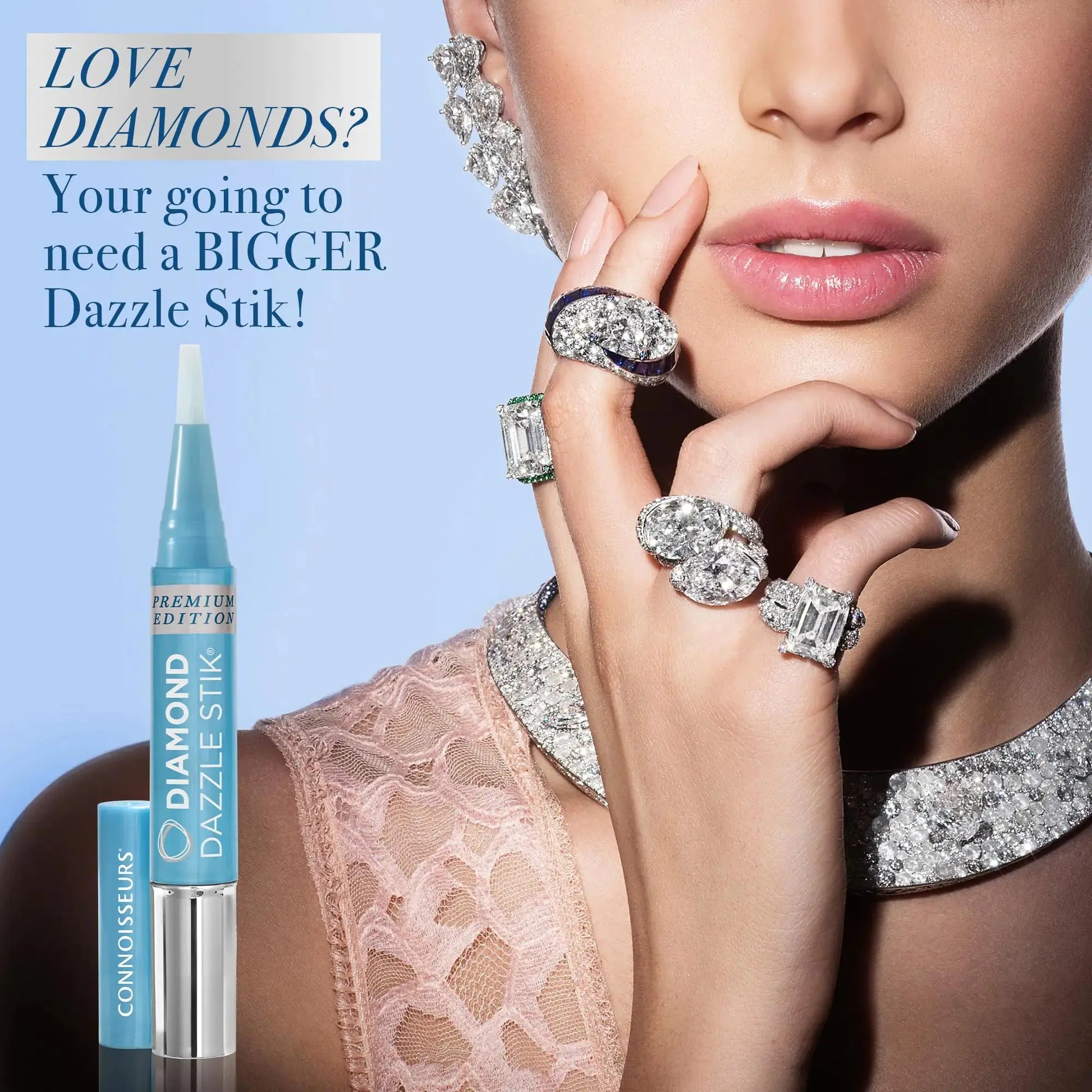 CONNOISSEURS Diamond Dazzle Stik | Portable Diamond Cleaner for Rings and Other Jewelry