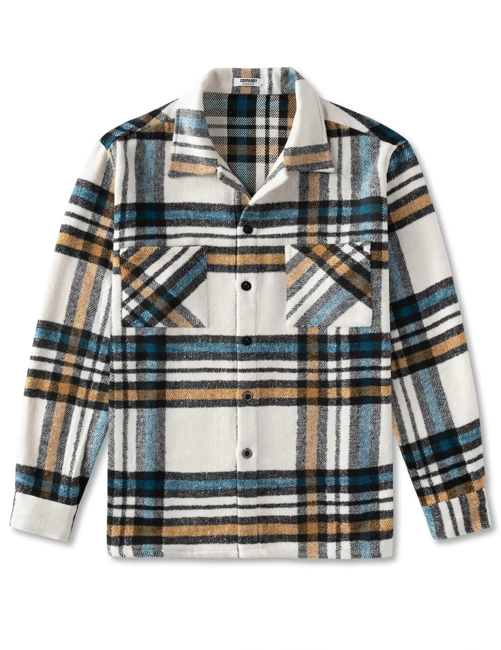 COOFANDY Men's Flannel Shirts Casual Button Down Plaid Shirt Jacket Long Sleeve Fleece Shacket with Pockets