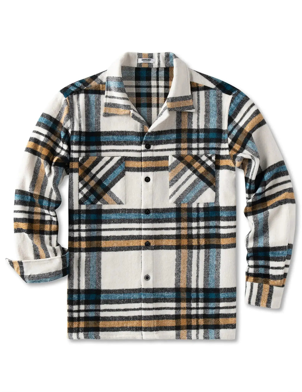 COOFANDY Men's Flannel Shirts Casual Button Down Plaid Shirt Jacket Long Sleeve Fleece Shacket with Pockets