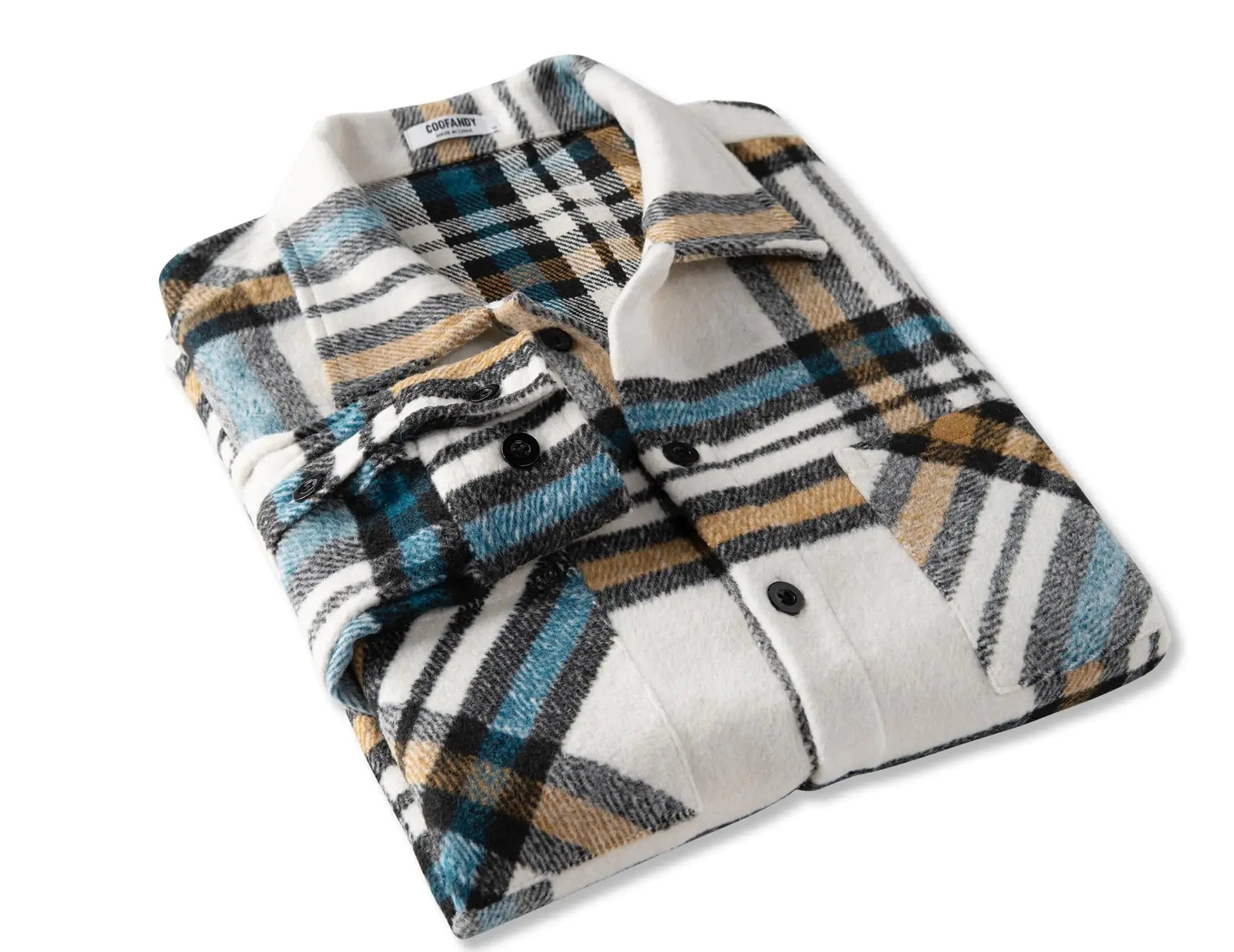 COOFANDY Men's Flannel Shirts Casual Button Down Plaid Shirt Jacket Long Sleeve Fleece Shacket with Pockets