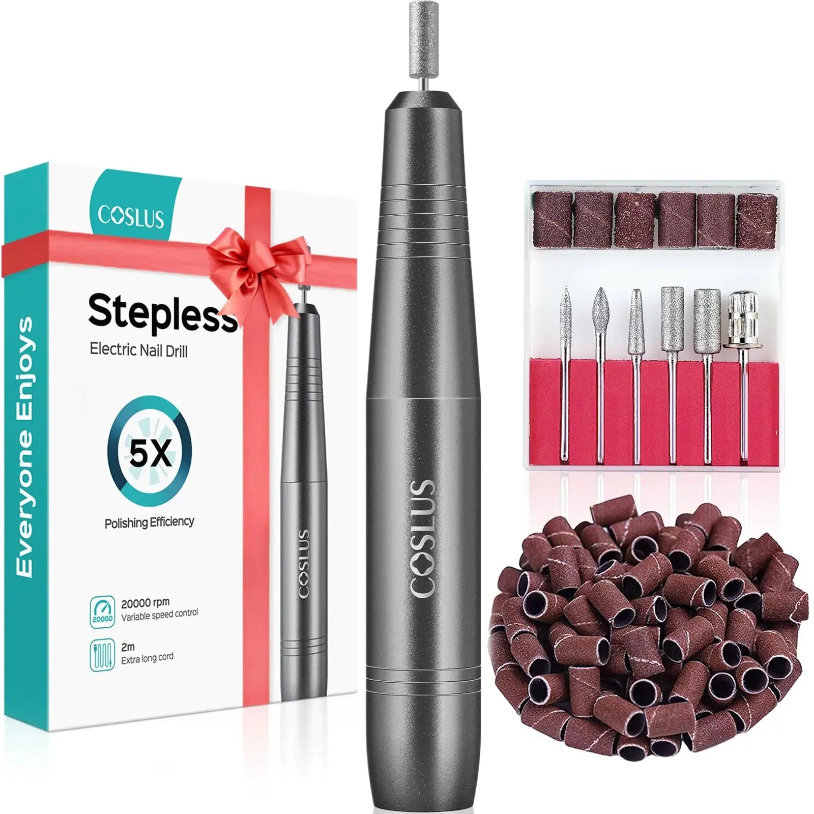 COSLUS Electric Nail Drill File Professional – Portable Manicure & Pedicure Kit