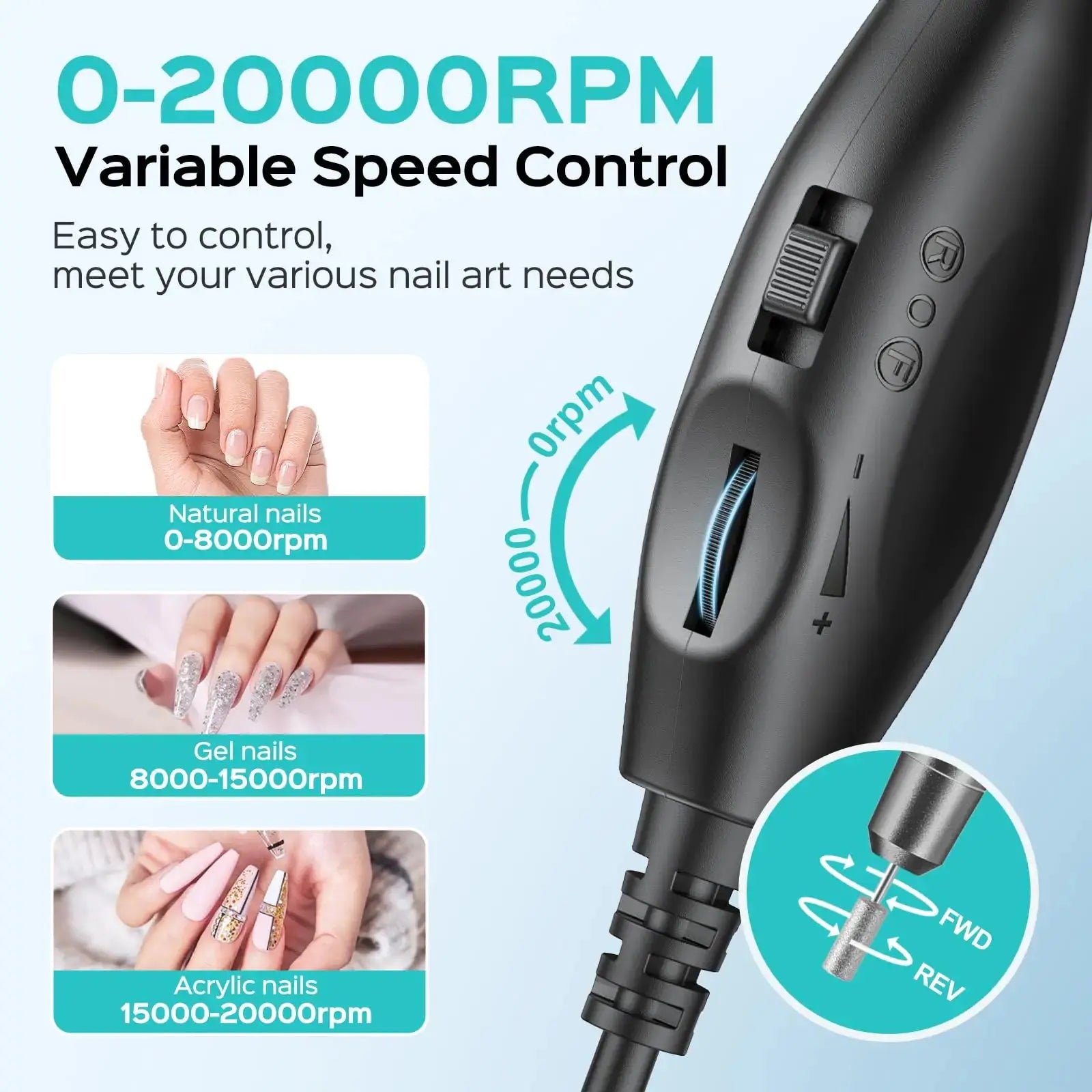 COSLUS Electric Nail Drill File Professional – Portable Manicure & Pedicure Kit
