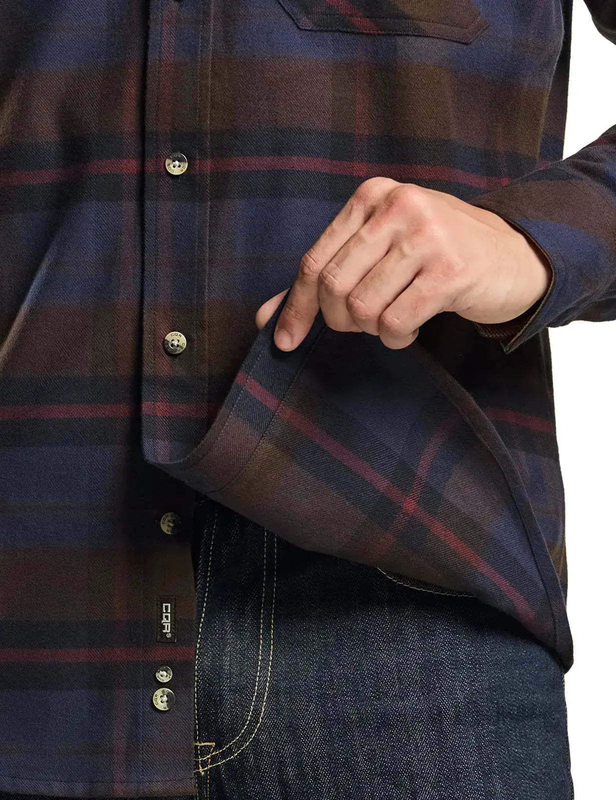 CQR Men's All Cotton Flannel Shirt - Long Sleeve Casual Button Up Plaid