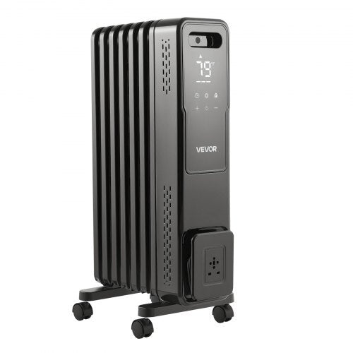 Electric Oil Filled Radiator, 1500W Radiant Space Heater with Dual U-shaped Heating Tubes, Over-Heat Protections,3 Heat Settings,24h Timer, Flexible Casters, Remote Control for Indoor,Black