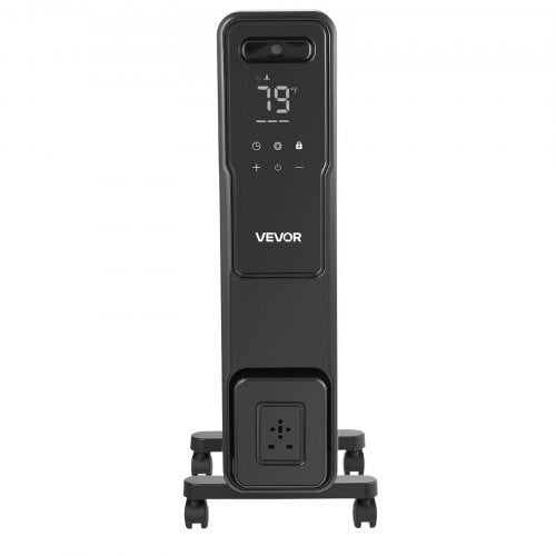 Electric Oil Filled Radiator, 1500W Radiant Space Heater with Dual U-shaped Heating Tubes, Over-Heat Protections,3 Heat Settings,24h Timer, Flexible Casters, Remote Control for Indoor,Black