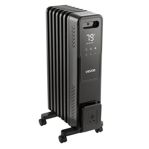 Electric Oil Filled Radiator, 1500W Radiant Space Heater with Dual U-shaped Heating Tubes, Over-Heat Protections,3 Heat Settings,24h Timer, Flexible Casters, Remote Control for Indoor,Black