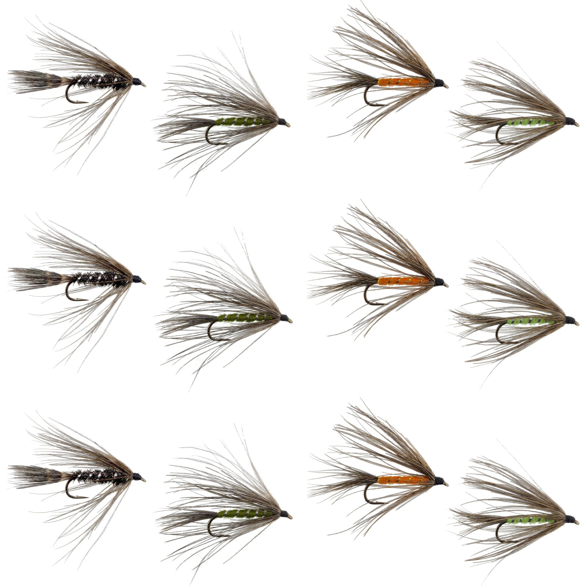 Carey Special Soft Hackle Grouse Fall Swinging Assortment - 12 Flies 4 Colors Hook Size 10