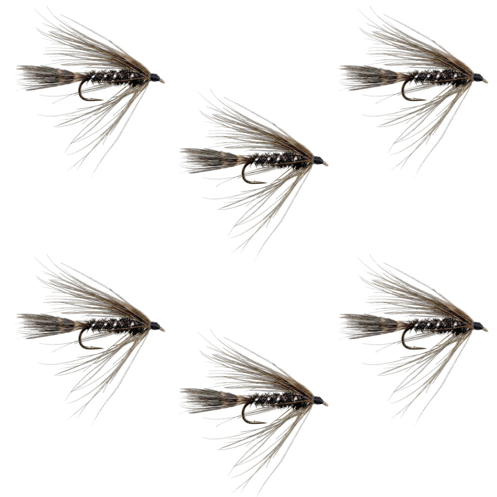 Carey Special Soft Hackle Grouse and Peacock Wet Fly - 6 Flies Hook Size 10