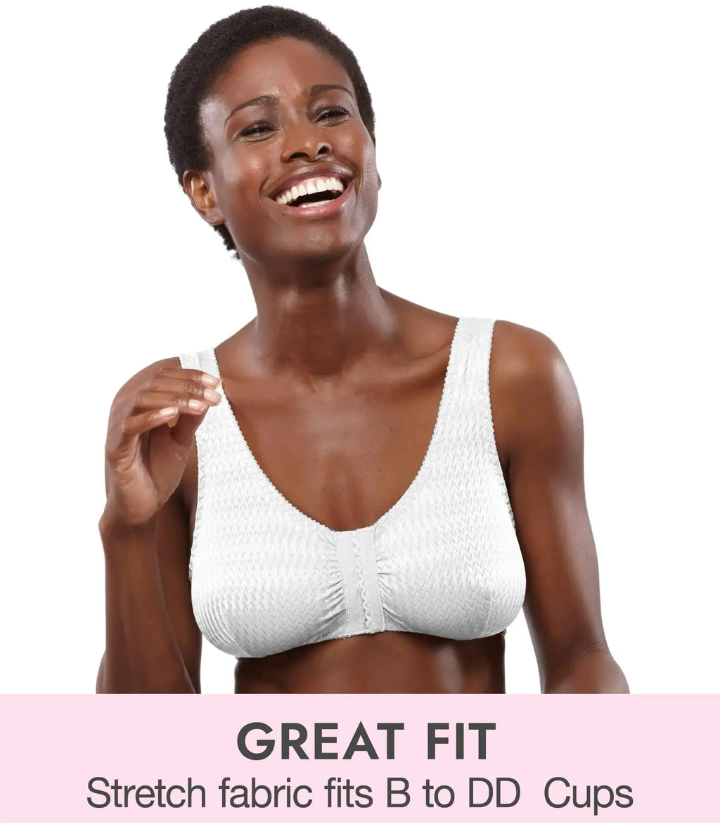 Carole Martin Full-Freedom Comfort Front Closure Bra for Women, Wireless 42 White