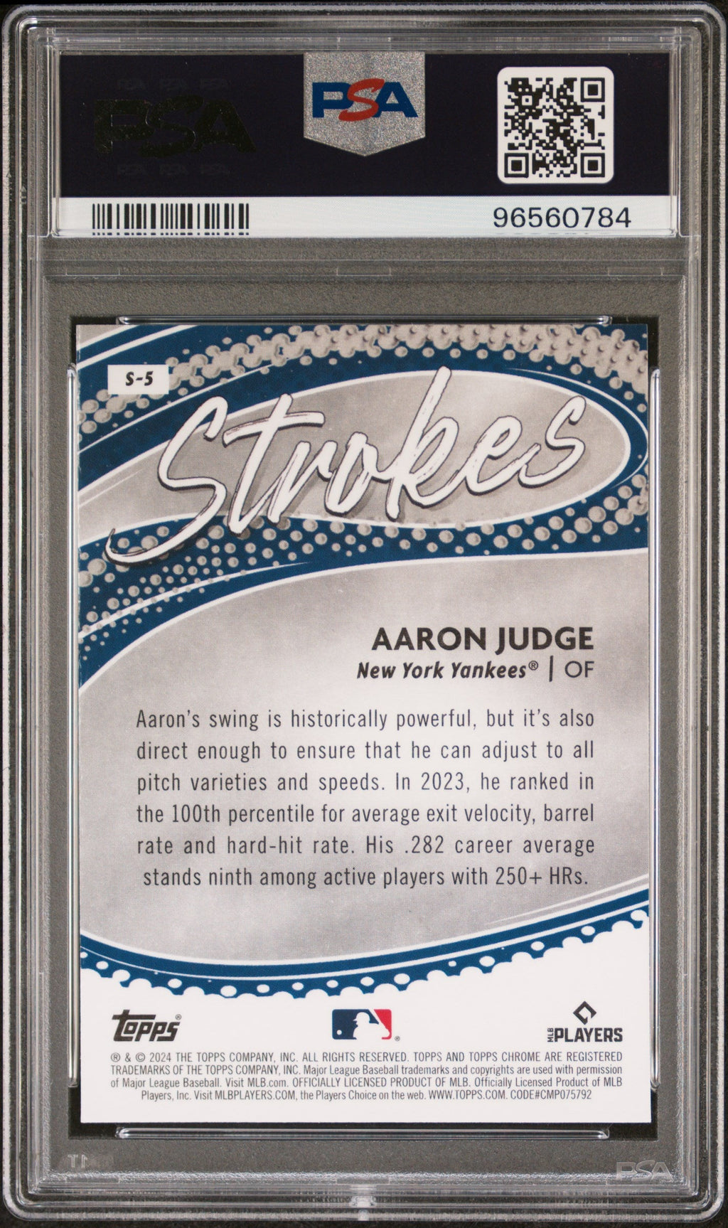 Graded 2024 Topps Chrome Aaron Judge #S5 Strokes Baseball Card PSA 10 Gem Mint