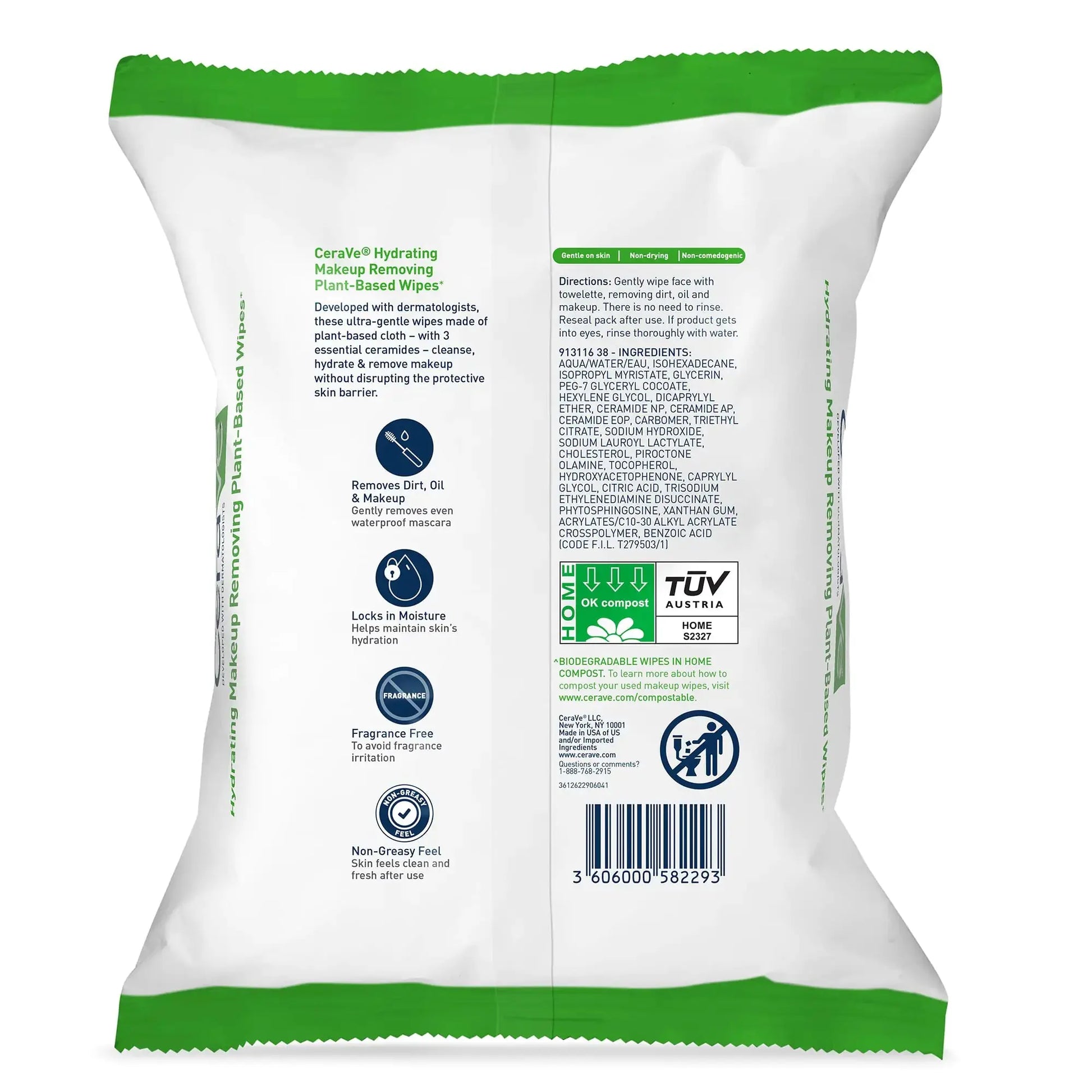 CeraVe Hydrating Facial Cleansing Makeup Remover Wipes | Fragrance-free Non-comedogenic
