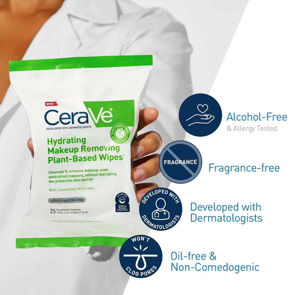 CeraVe Hydrating Facial Cleansing Makeup Remover Wipes | Fragrance-free Non-comedogenic