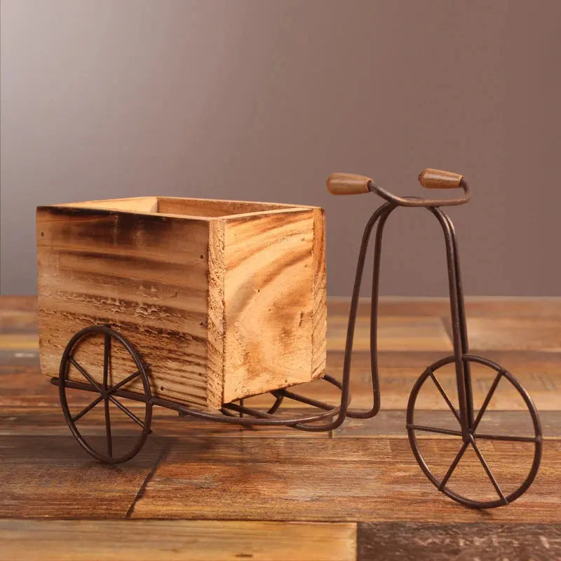 Charming Wooden Bike Planter