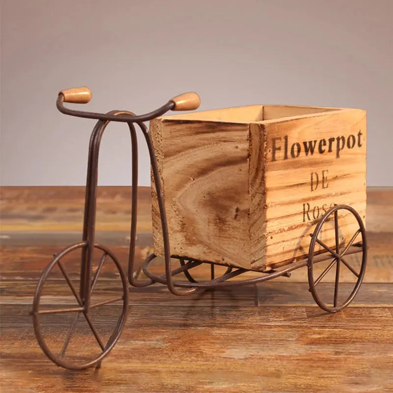 Charming Wooden Bike Planter