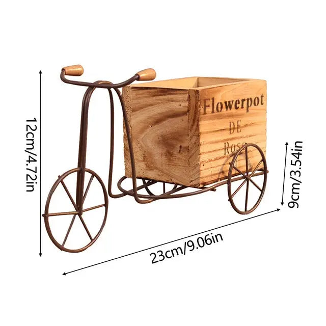 Charming Wooden Bike Planter