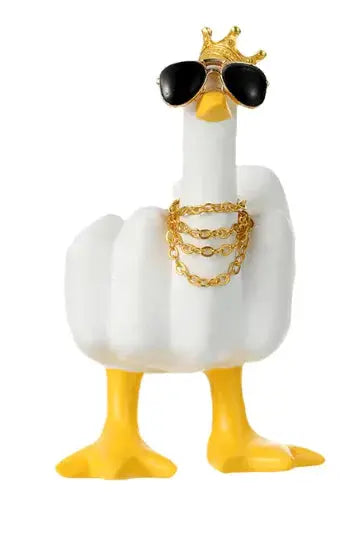 Cheeky Duck Display - 7.5cm Resin Middle Finger Figurine for Desks & Gardens