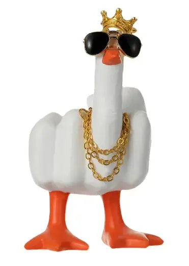 Cheeky Duck Display - 7.5cm Resin Middle Finger Figurine for Desks & Gardens
