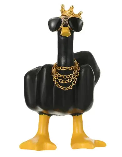 Cheeky Duck Display - 7.5cm Resin Middle Finger Figurine for Desks & Gardens