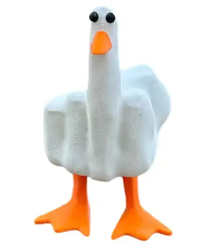 Cheeky Duck Display - 7.5cm Resin Middle Finger Figurine for Desks & Gardens