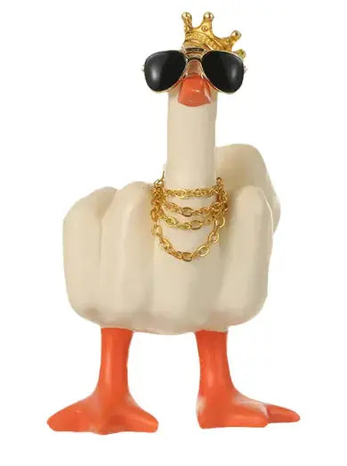 Cheeky Duck Display - 7.5cm Resin Middle Finger Figurine for Desks & Gardens