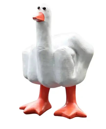 Cheeky Duck Display - 7.5cm Resin Middle Finger Figurine for Desks & Gardens
