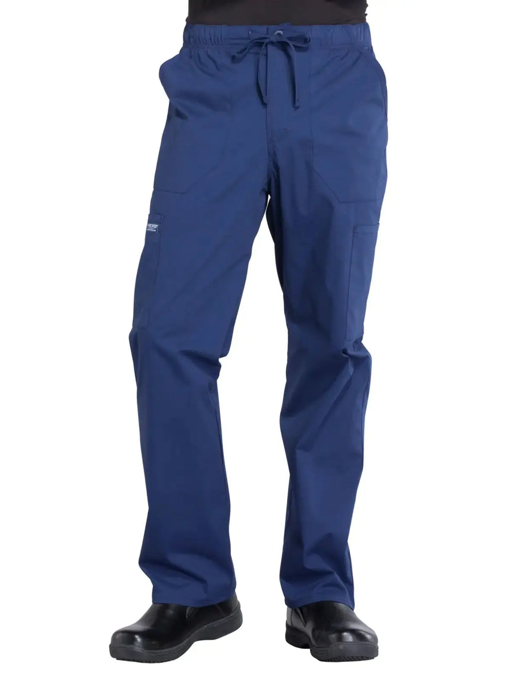 Cherokee Men's Scrub Pants Tapered Leg with Elastic Waistband Zip Fly Front and 5 Pockets