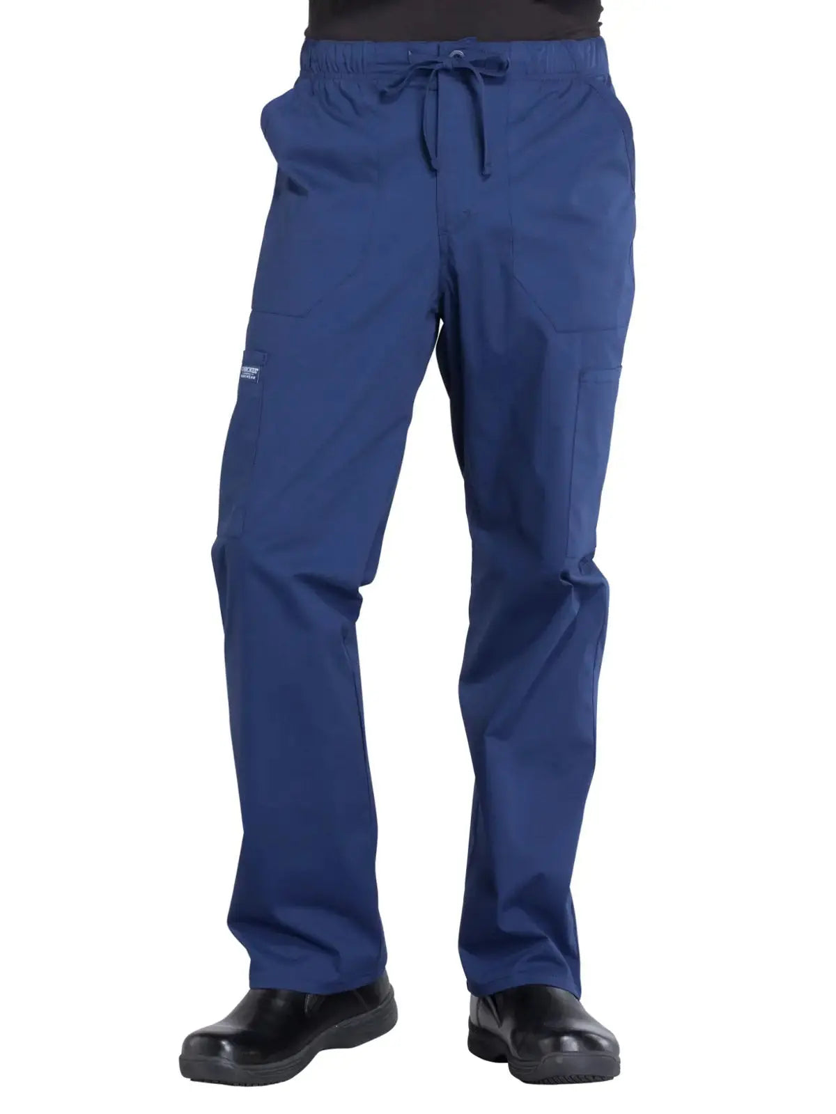 Cherokee Men's Scrub Pants Tapered Leg with Elastic Waistband Zip Fly Front and 5 Pockets