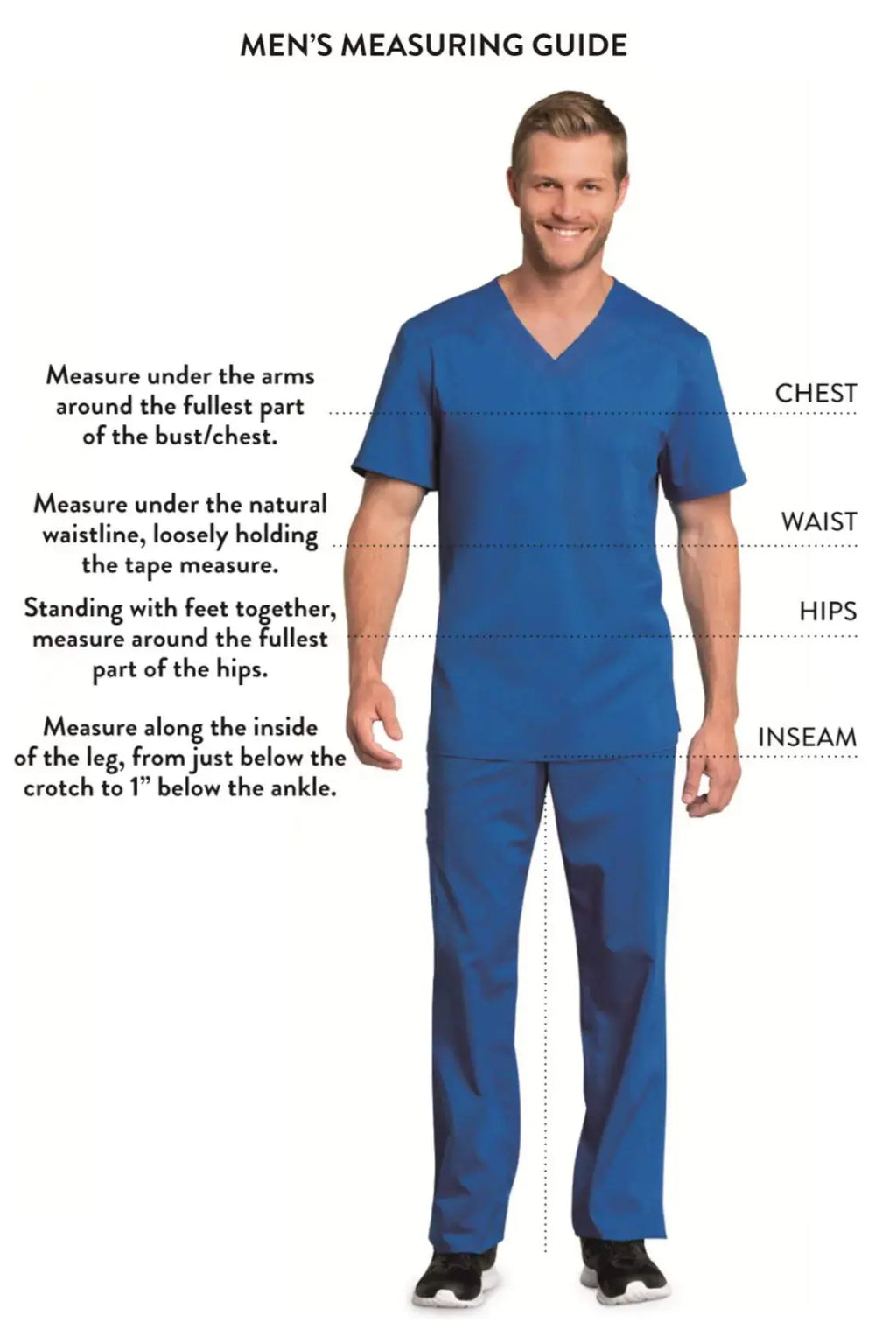Cherokee Men's Scrub Pants Tapered Leg with Elastic Waistband Zip Fly Front and 5 Pockets