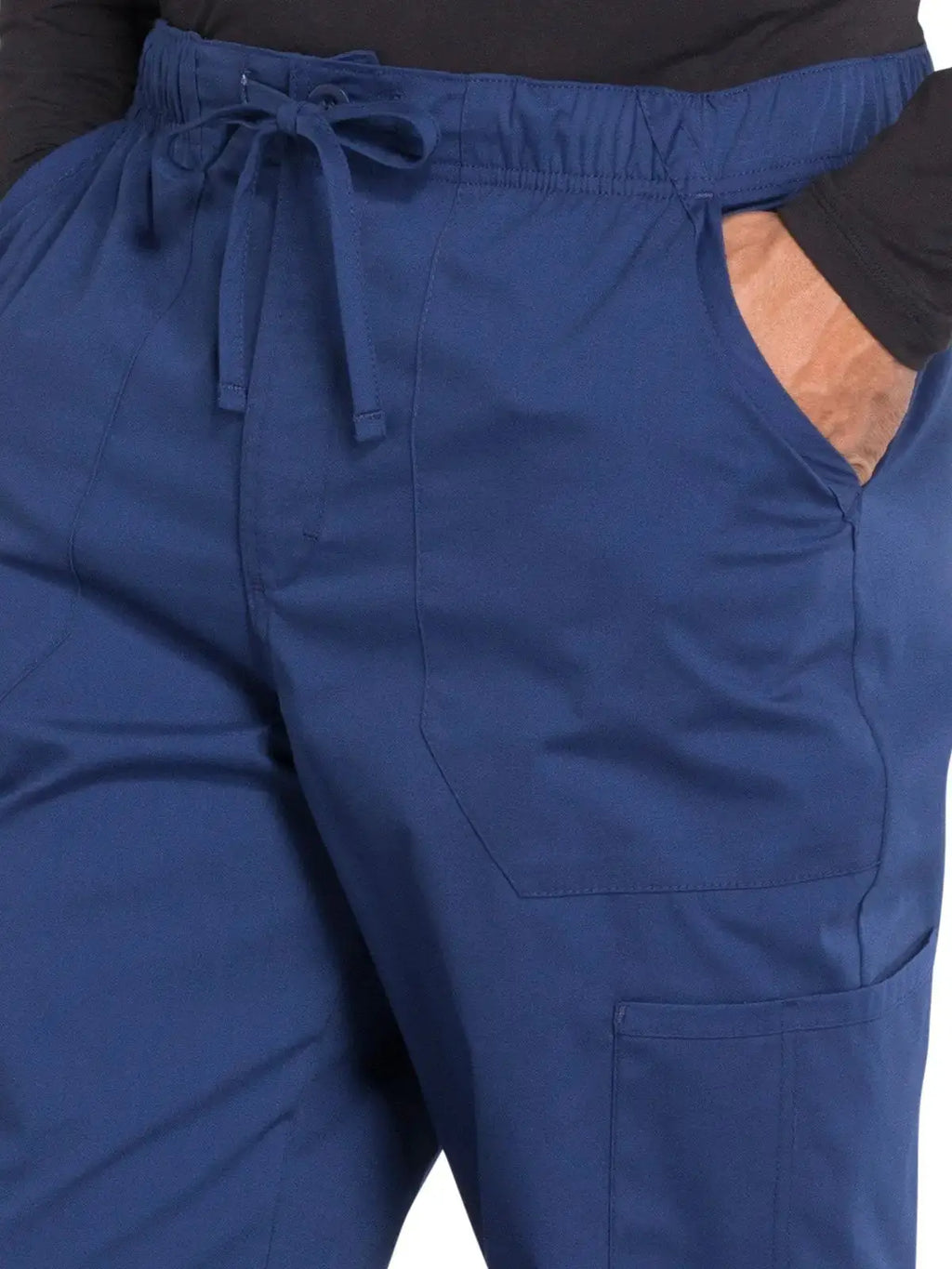Cherokee Men's Scrub Pants Tapered Leg with Elastic Waistband Zip Fly Front and 5 Pockets