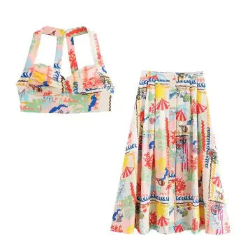 Chic Duo: Sleeveless Top & Midi Skirt Set