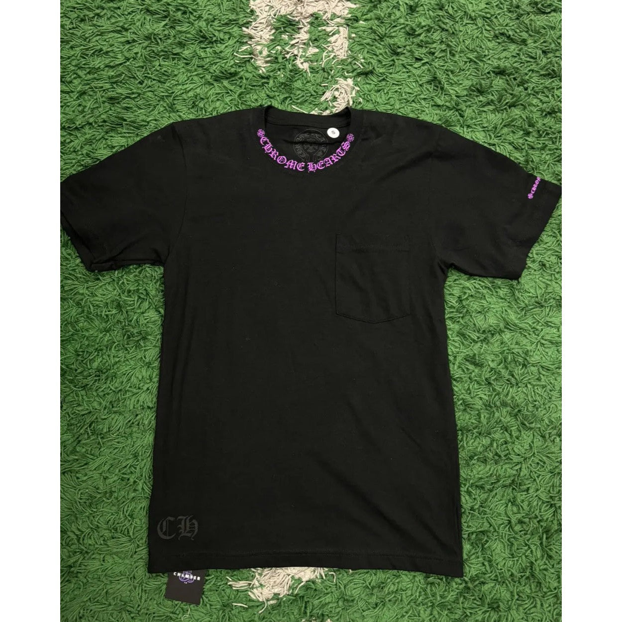 Chrome Hearts Short Sleeve Neck Logo Tee Black/Pink