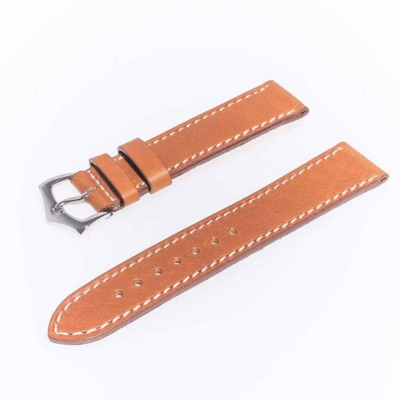 Cognac Grand Cavalier Cuir Flat Watch Strap