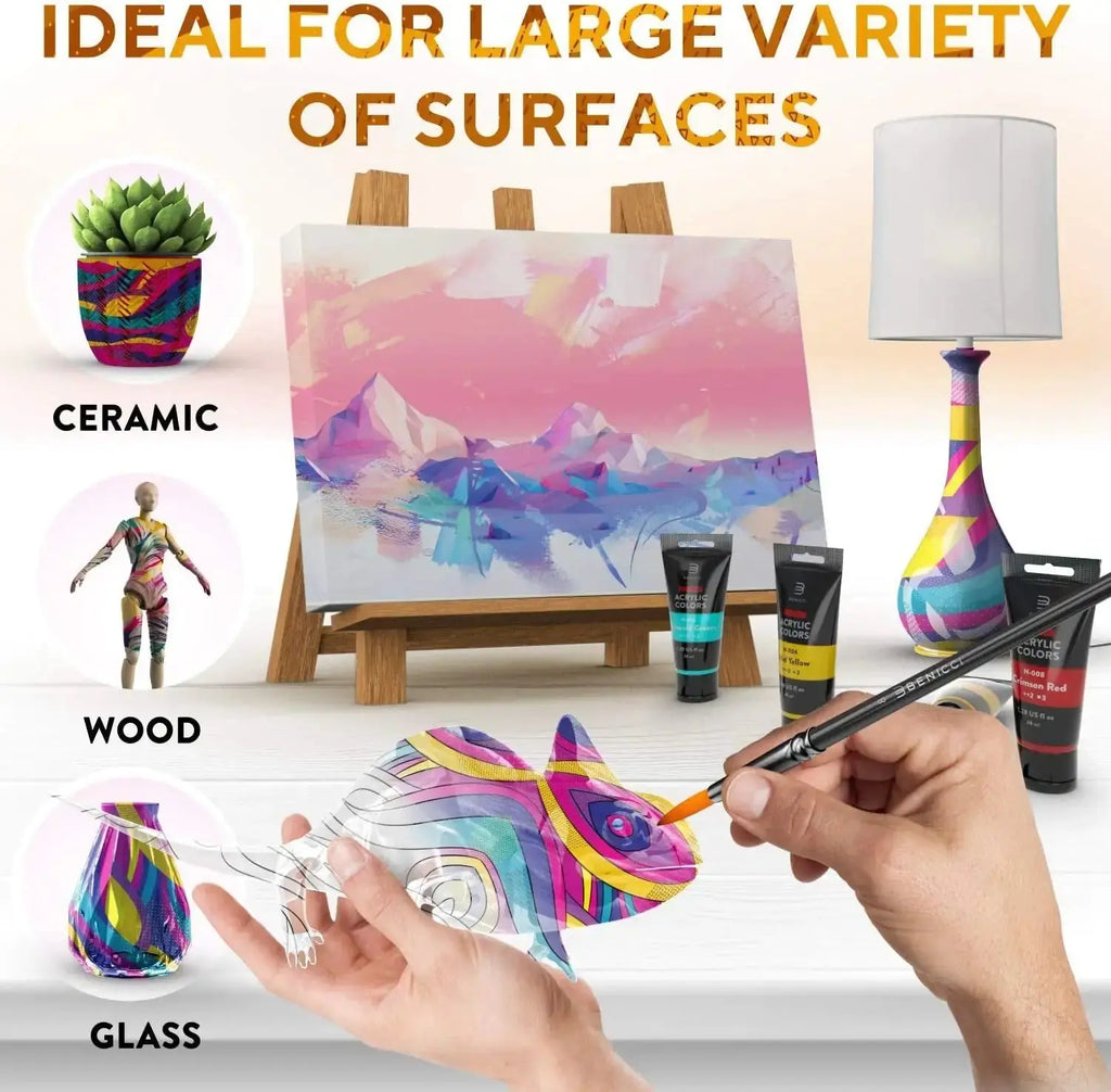 Color Creations Acrylic Paint Set - 24 Colors & 6 Brushes
