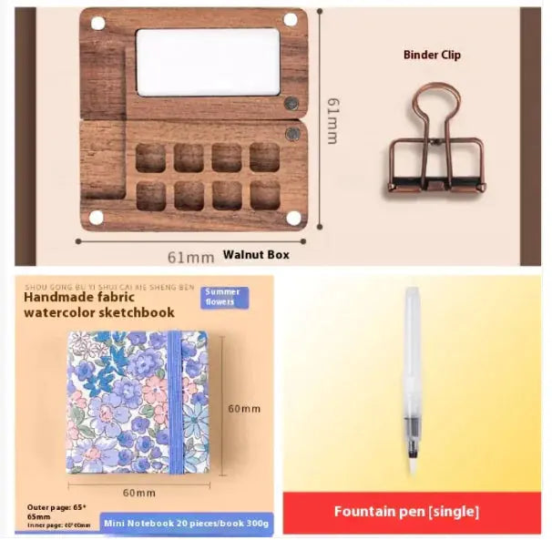 Compact Walnut Watercolor & Sketch Kit