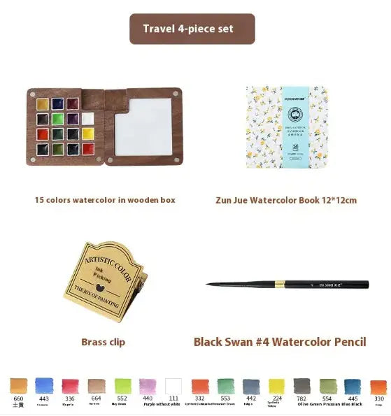 Compact Walnut Watercolor & Sketch Kit