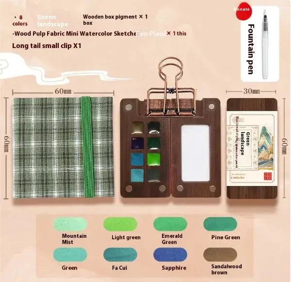 Compact Walnut Watercolor & Sketch Kit