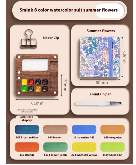 Compact Walnut Watercolor & Sketch Kit